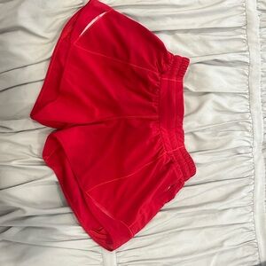 Red Lululemon hotty hot shorts 4 inch